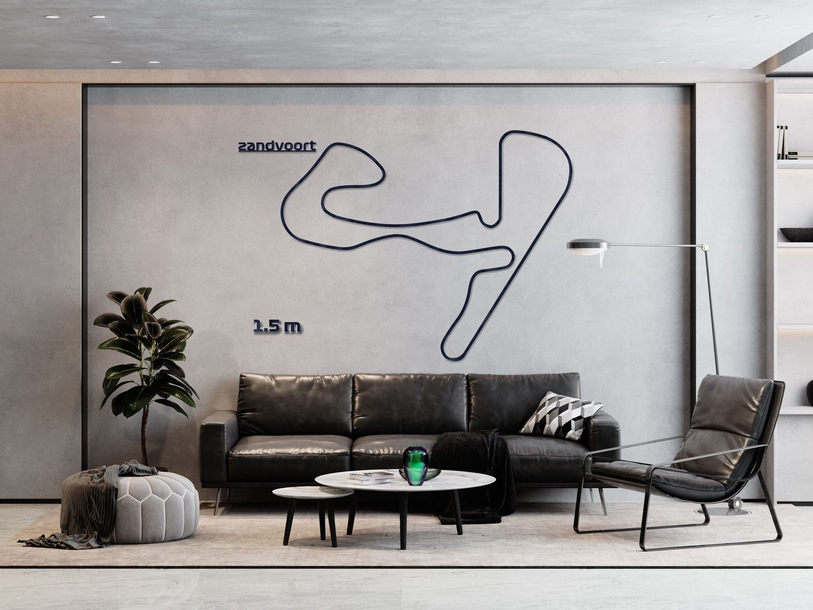 Zandvoort - drewniana mapa toru na ścianę - rozmiar XL (150 cm) na ścianie salonu