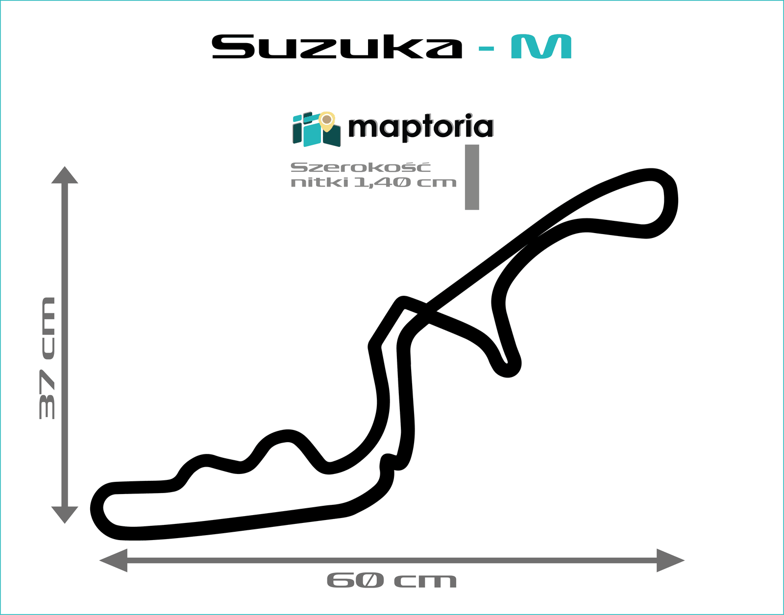 Suzuka - drewniana mapa toru na ścianę - rysunek w rozmiarze M (60 cm dłuższego boku)