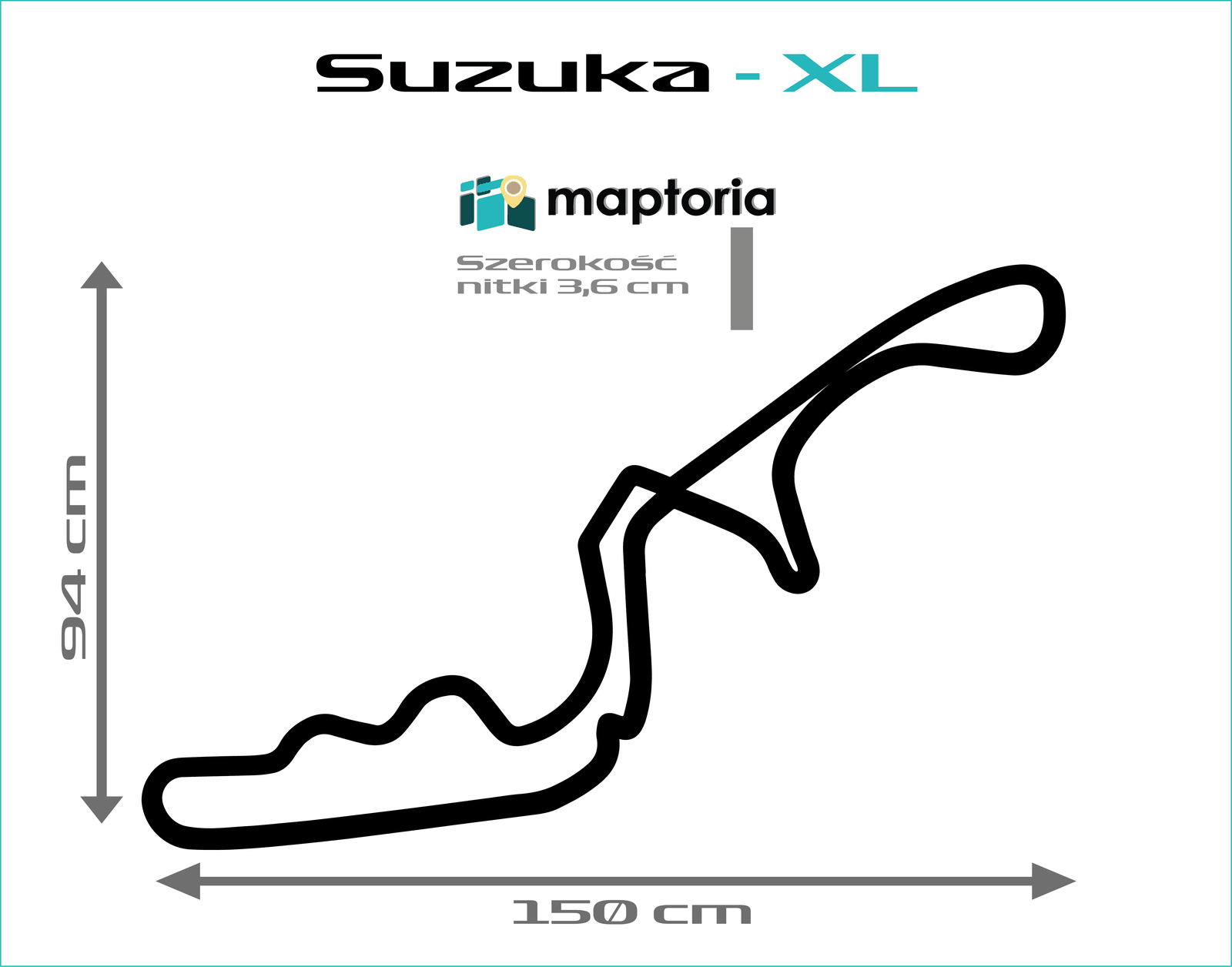 Suzuka - drewniana mapa toru na ścianę - rysunek w rozmiarze XL (150 cm dłuższego boku)