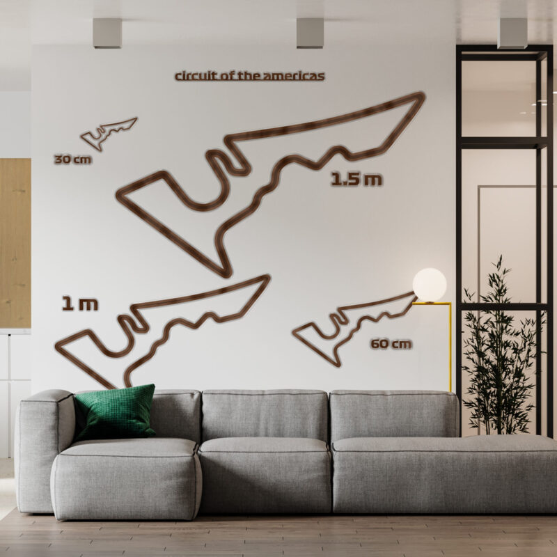Austin - drewniana mapa toru na ścianę