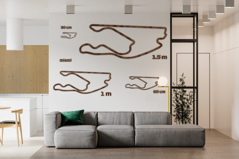 Miami - drewniana mapa toru na ścianę