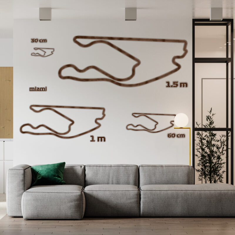 Miami - drewniana mapa toru na ścianę