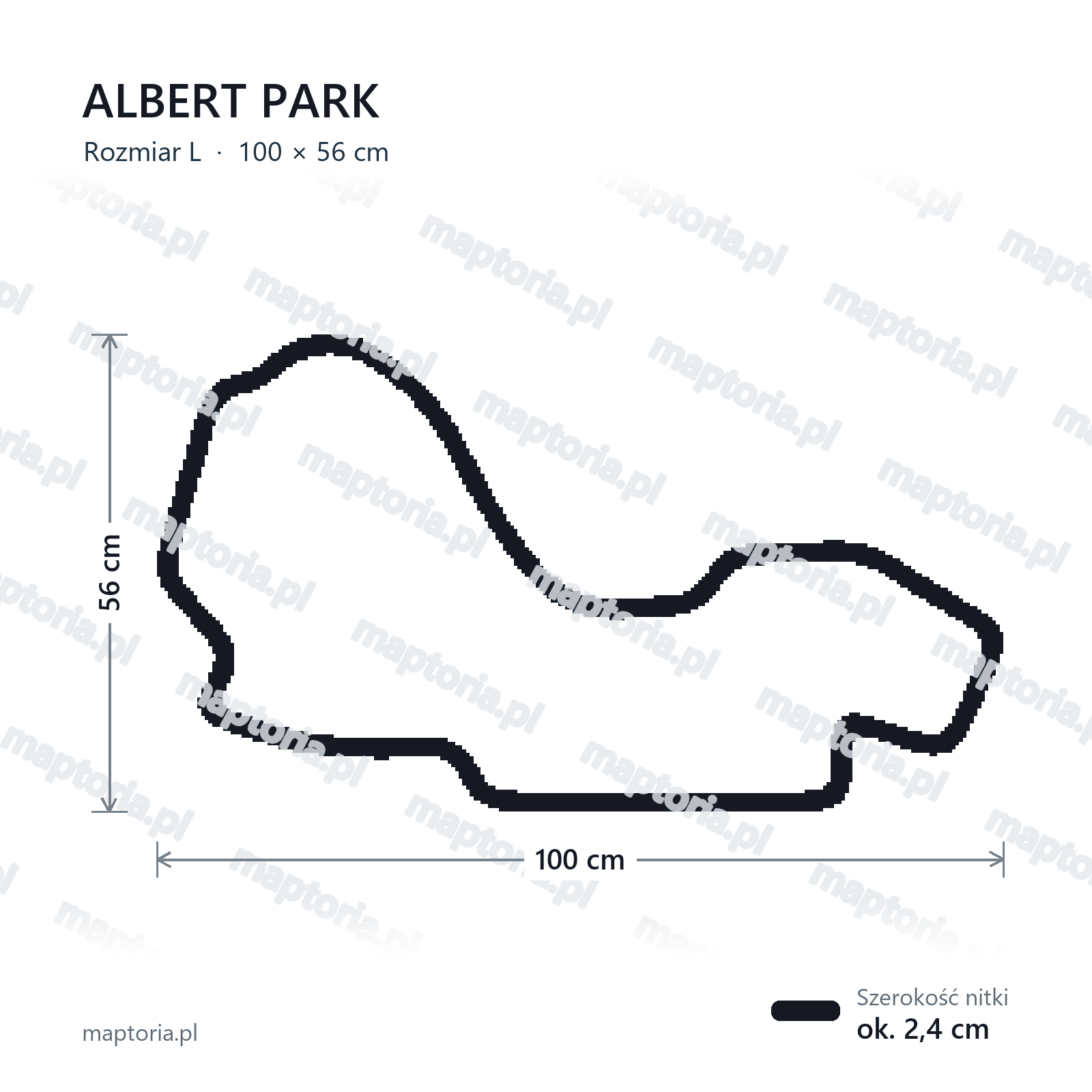 Wymiary toru Albert Park w rozmiarze L (100 cm dłuższego boku)