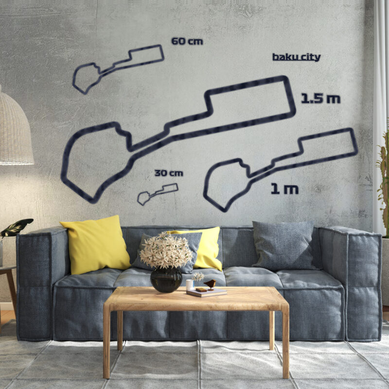 Baku - drewniana mapa toru na ścianę