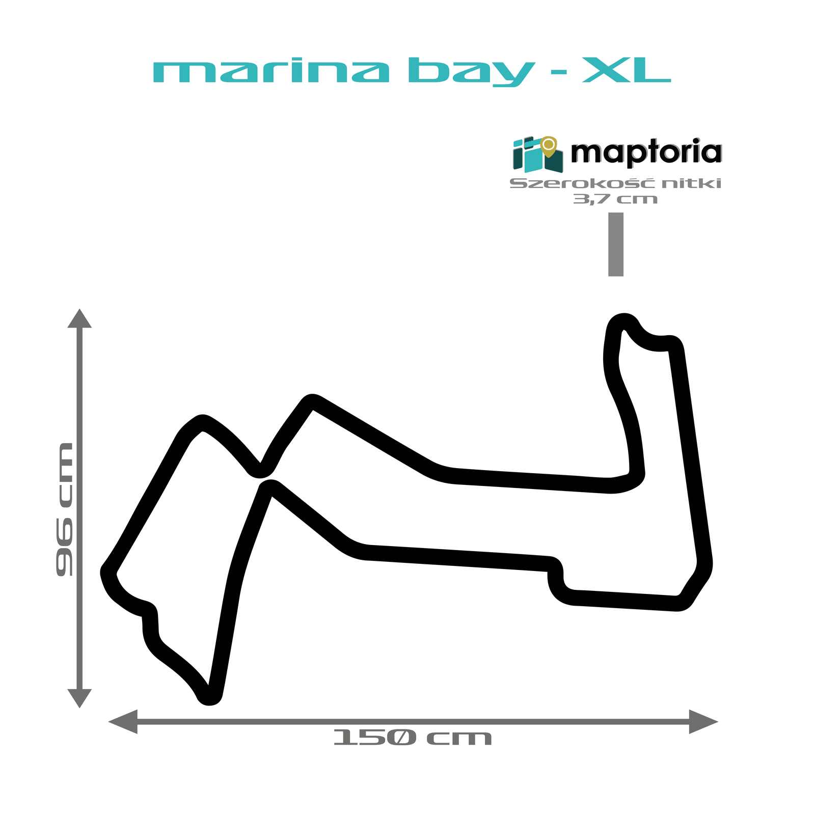 Singapur - drewniana mapa toru na ścianę - rysunek w rozmiarze XL (150 cm dłuższego boku)