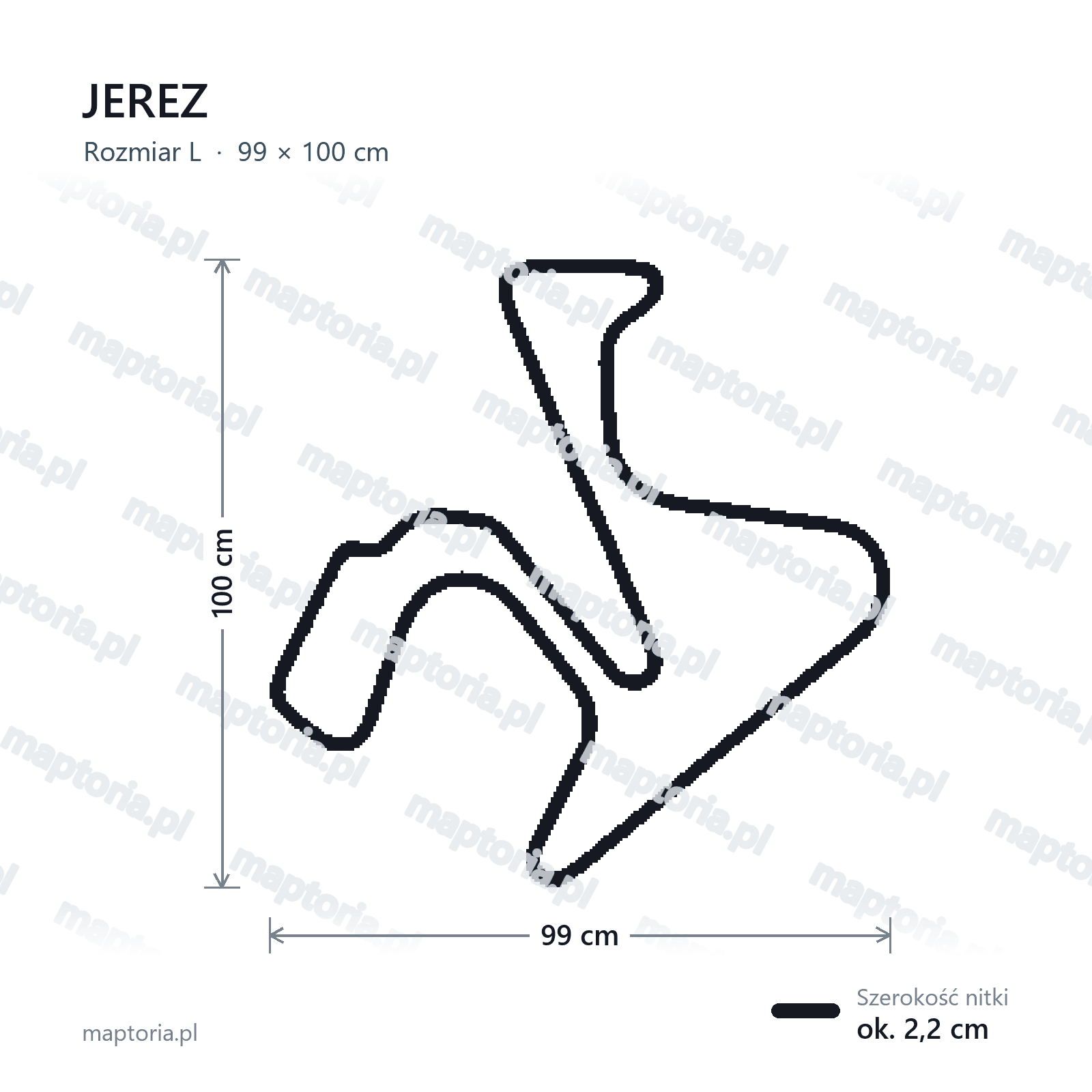 Wymiary toru Jerez w rozmiarze L (100 cm dłuższego boku)