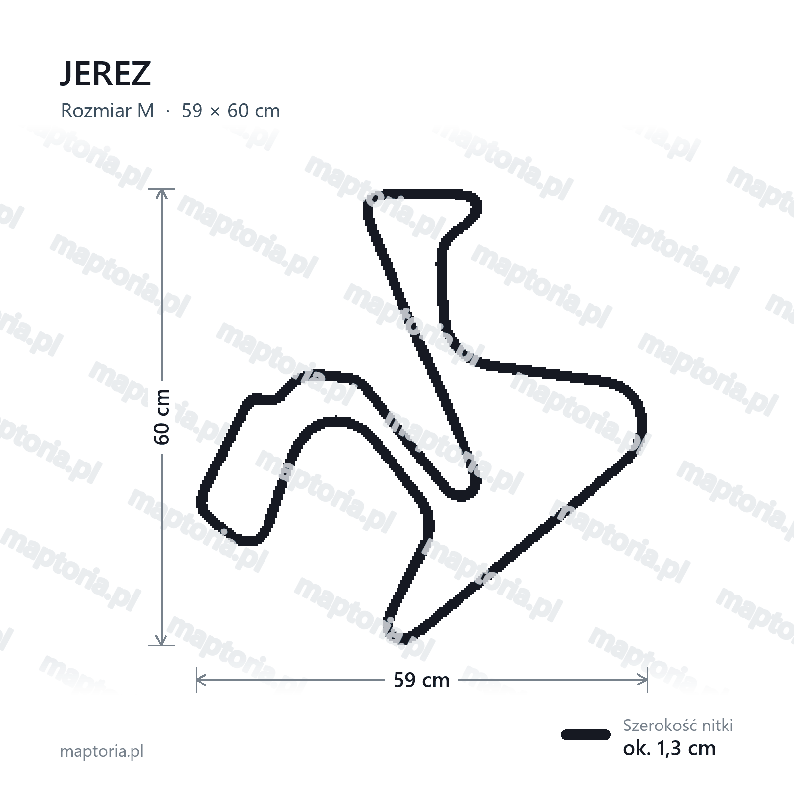 Wymiary toru Jerez w rozmiarze M (60 cm dłuższego boku)