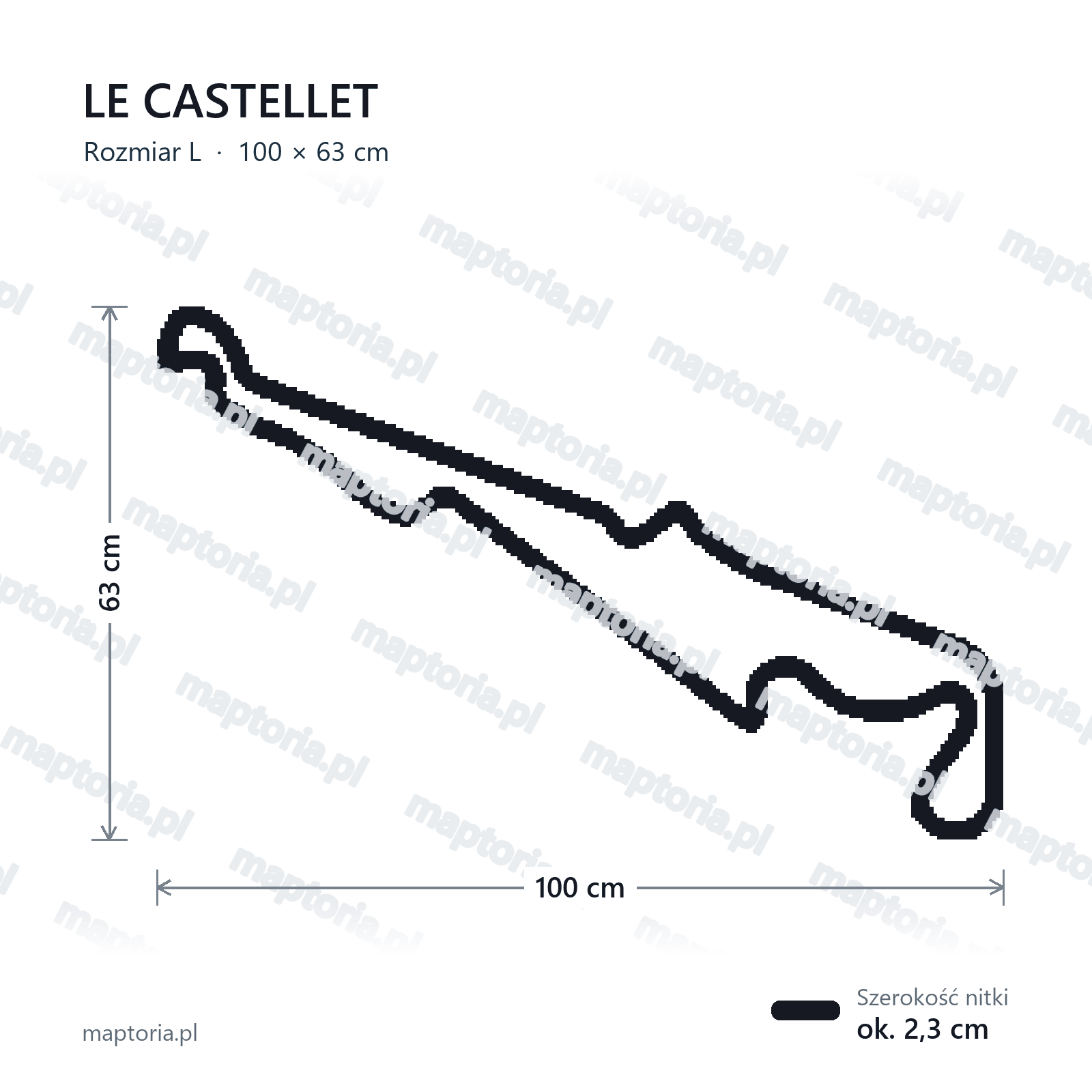 Wymiary toru Le Castellet w rozmiarze L (100 cm dłuższego boku)