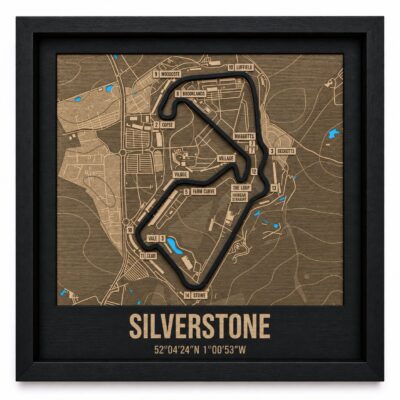 Silverstone — drewniana mapa toru w ramce