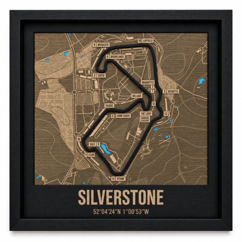 Silverstone - drewniana mapa toru w ramce