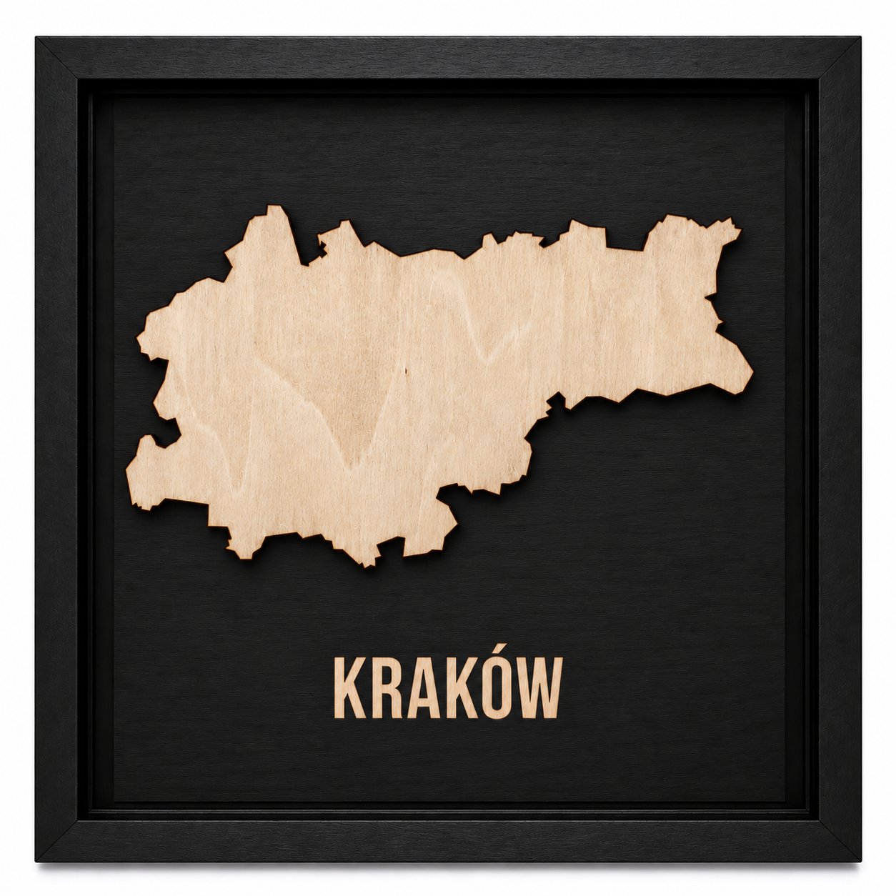 Kraków - drewniana mapa miasta w ramce