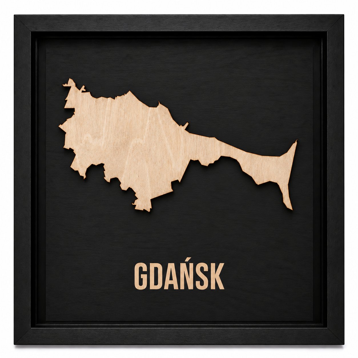 Gdańsk - drewniana mapa miasta w ramce