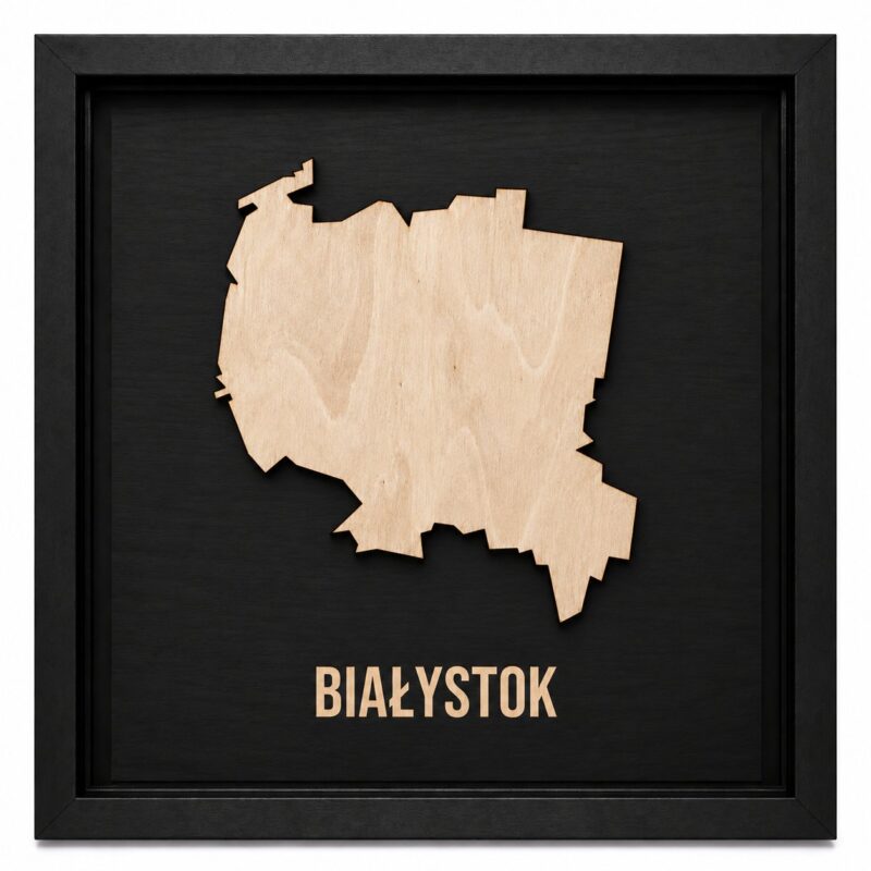 Białystok - drewniana mapa miasta w ramce