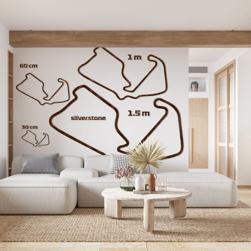 Silverstone - drewniana mapa toru na ścianę