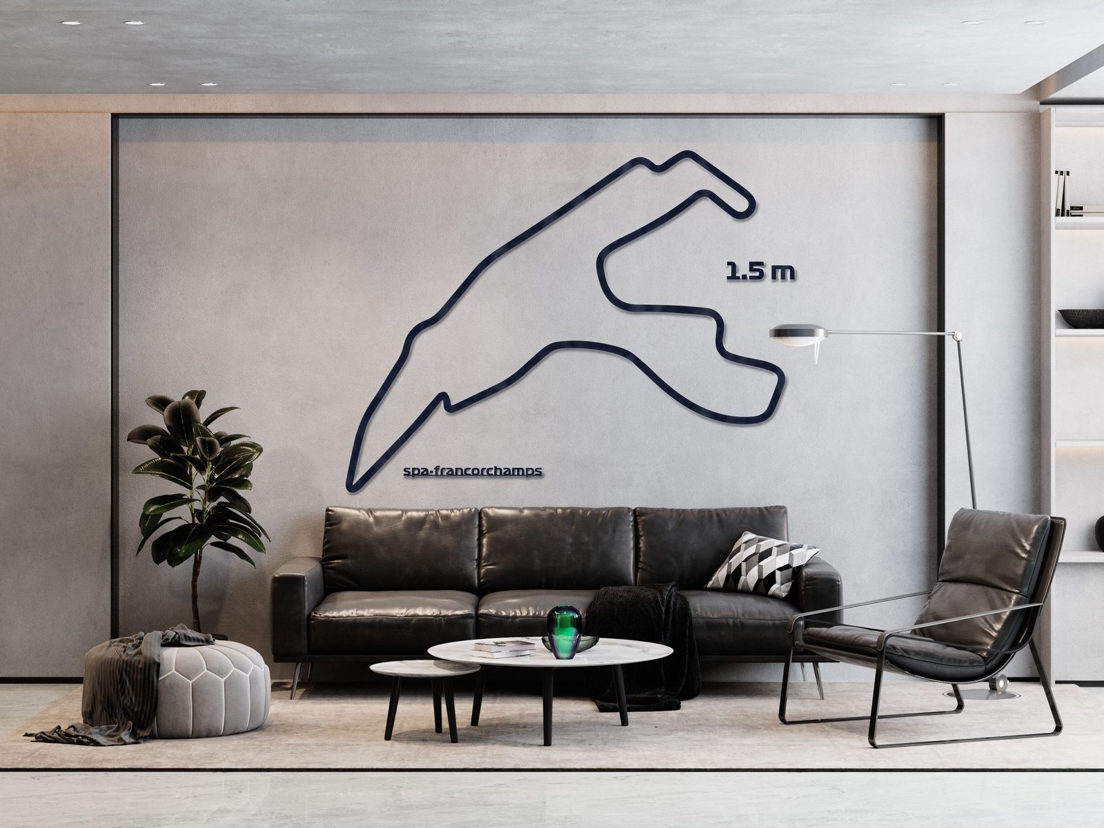 Spa-Francorchamps - drewniana mapa toru na ścianę - rozmiar XL (150 cm) na ścianie salonu