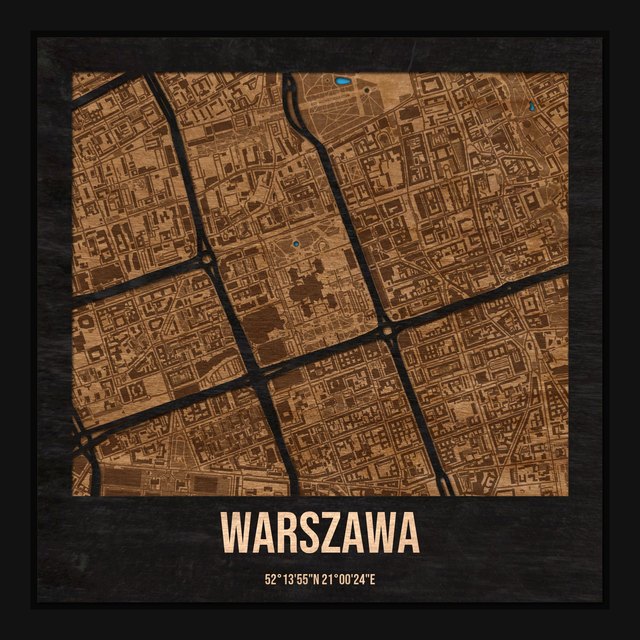 Mapa wybranego miejsca - drewniana mapa w ramce