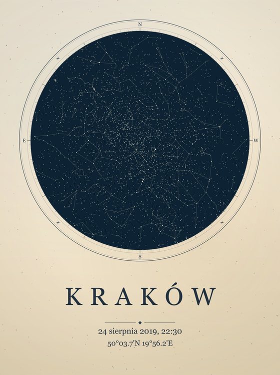 Mapa nieba z wybranego dnia - plakat