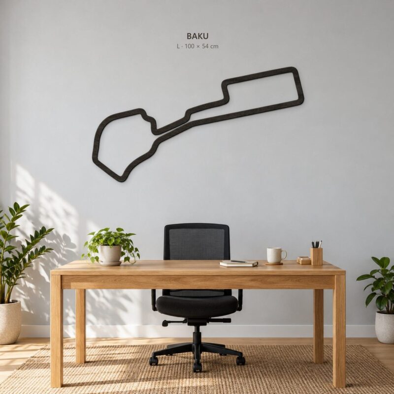 Baku - drewniana mapa toru na ścianę