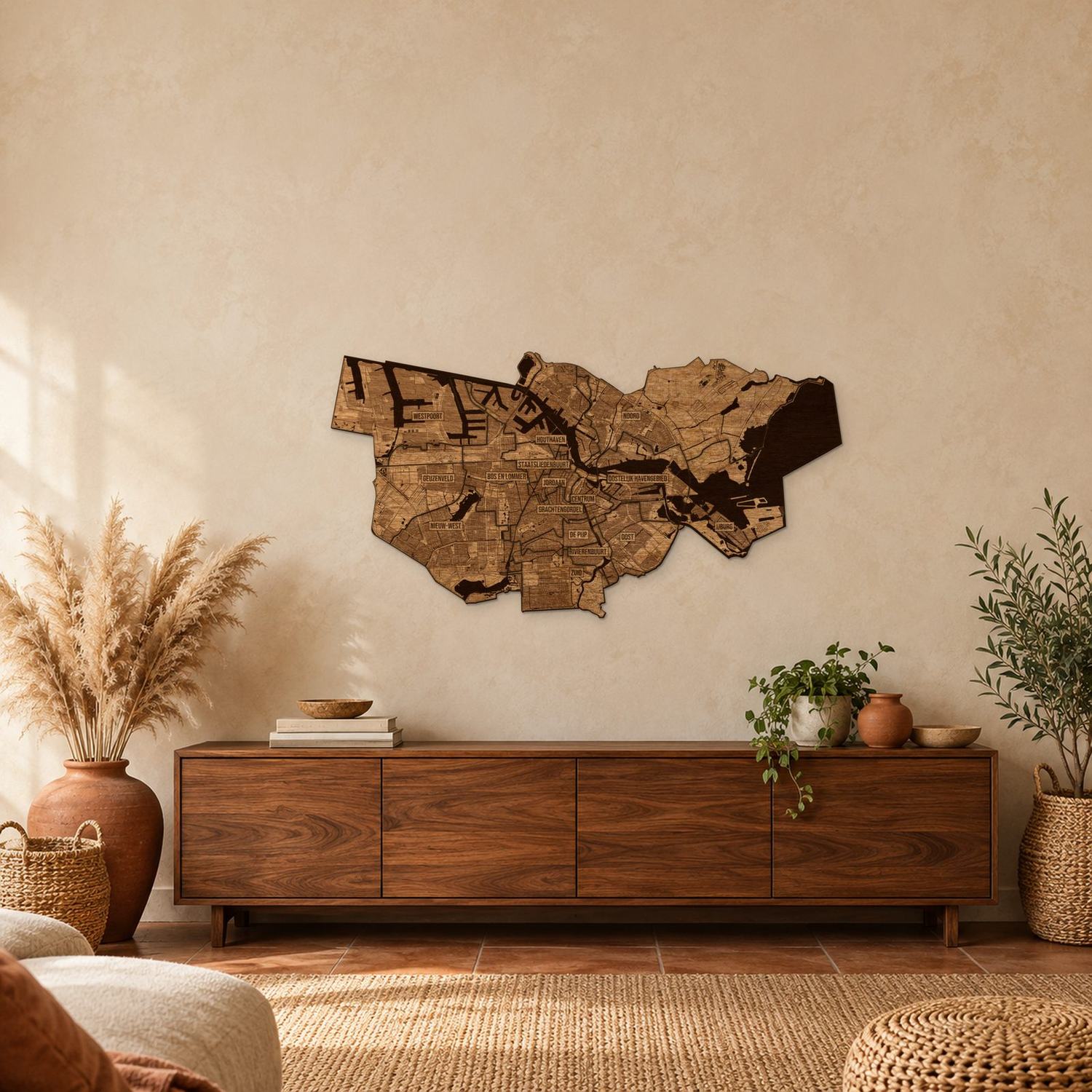 Amsterdam - mapa na ścianę w rozmiarze L (100 cm) nad komodą