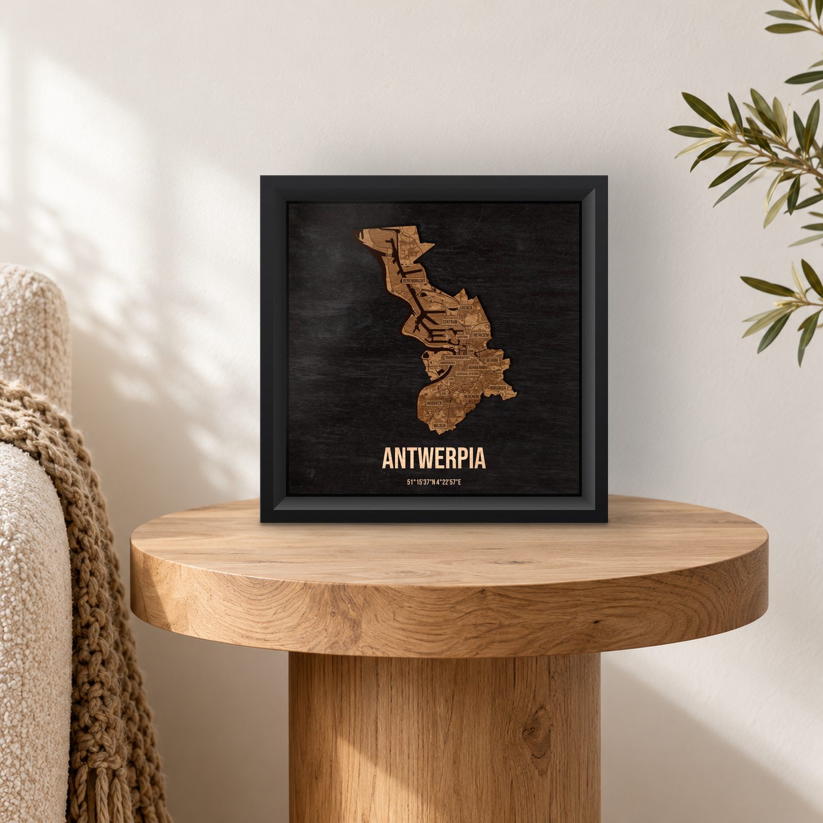 Antwerpia - ramka cieniowa 25 × 25 cm na stoliku