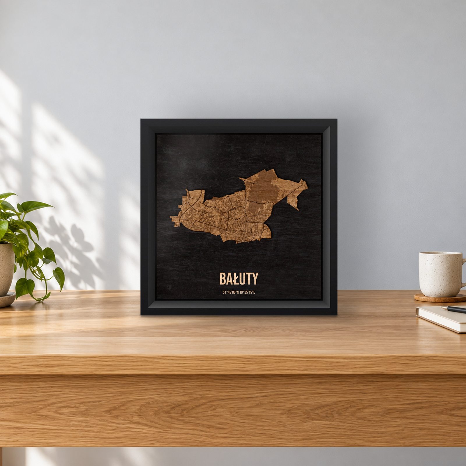 Bałuty (Łódź) - ramka cieniowa 25 × 25 cm na stoliku