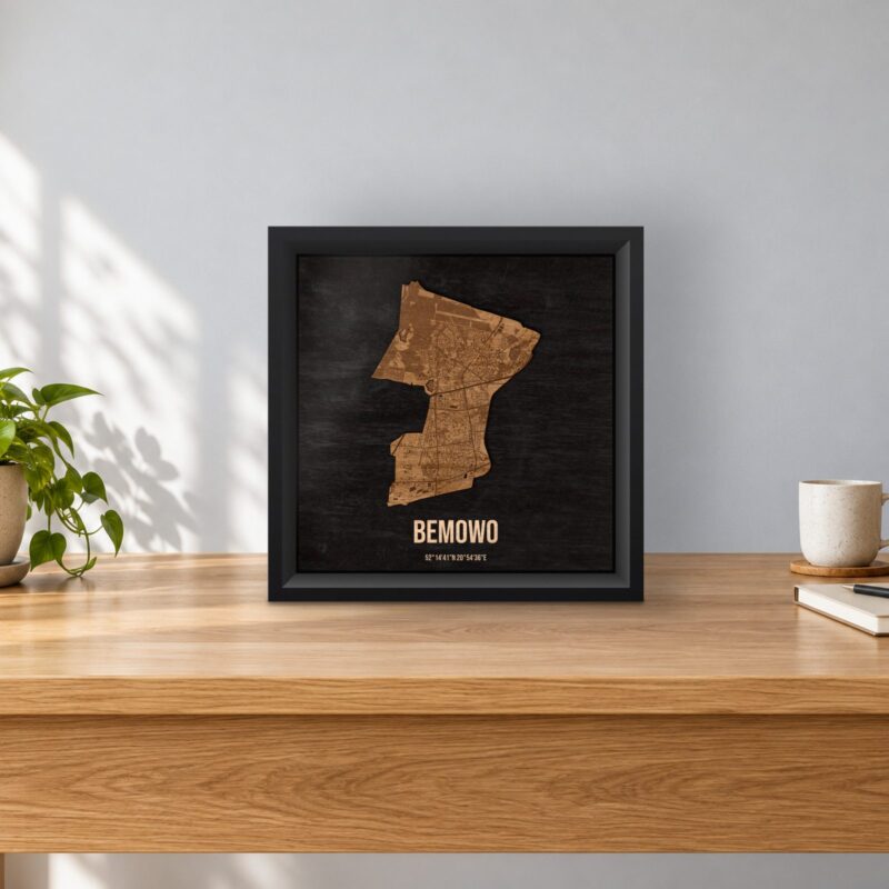 Bemowo (Warszawa) - drewniana mapa dzielnicy w ramce
