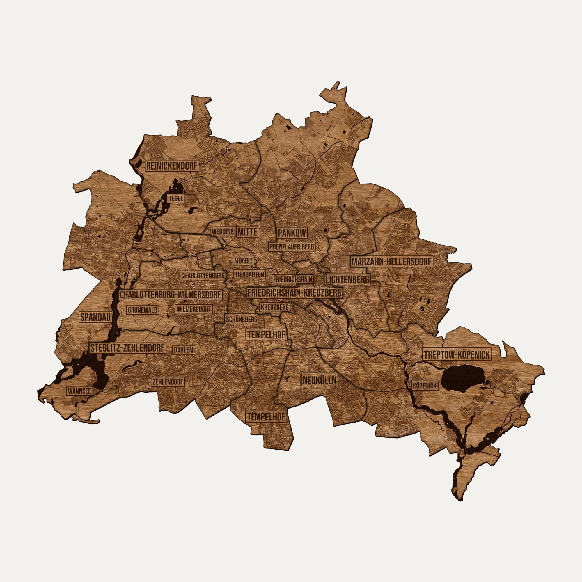 Berlin - drewniana mapa miasta na ścianę