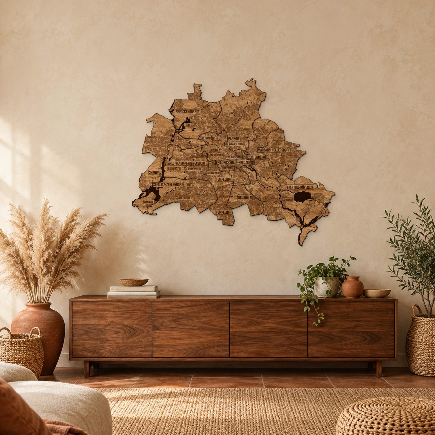 Berlin - mapa na ścianę w rozmiarze L (100 cm) nad komodą