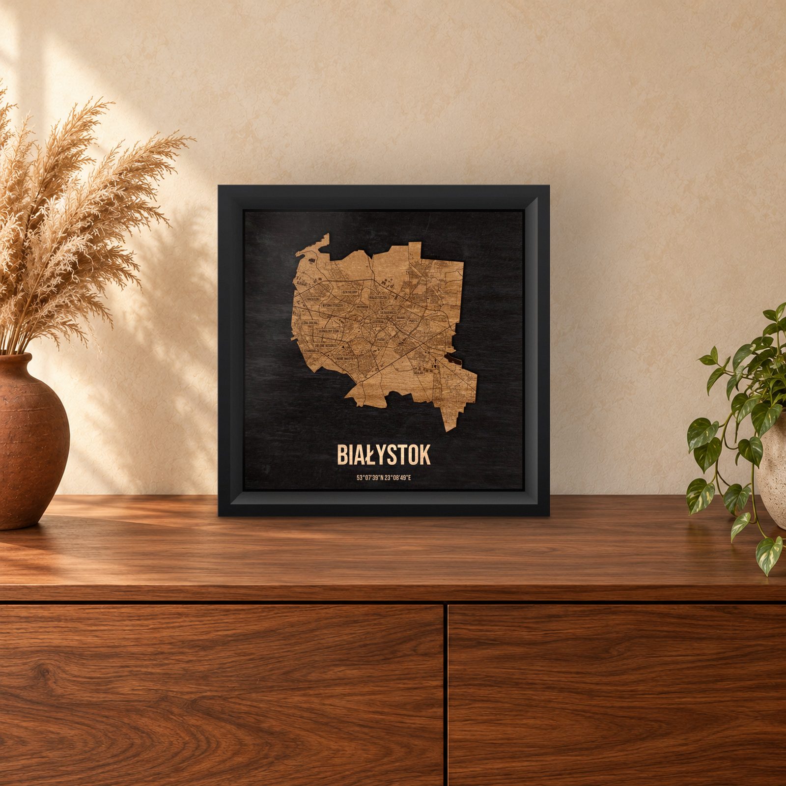 Białystok - ramka cieniowa 25 × 25 cm we wnętrzu