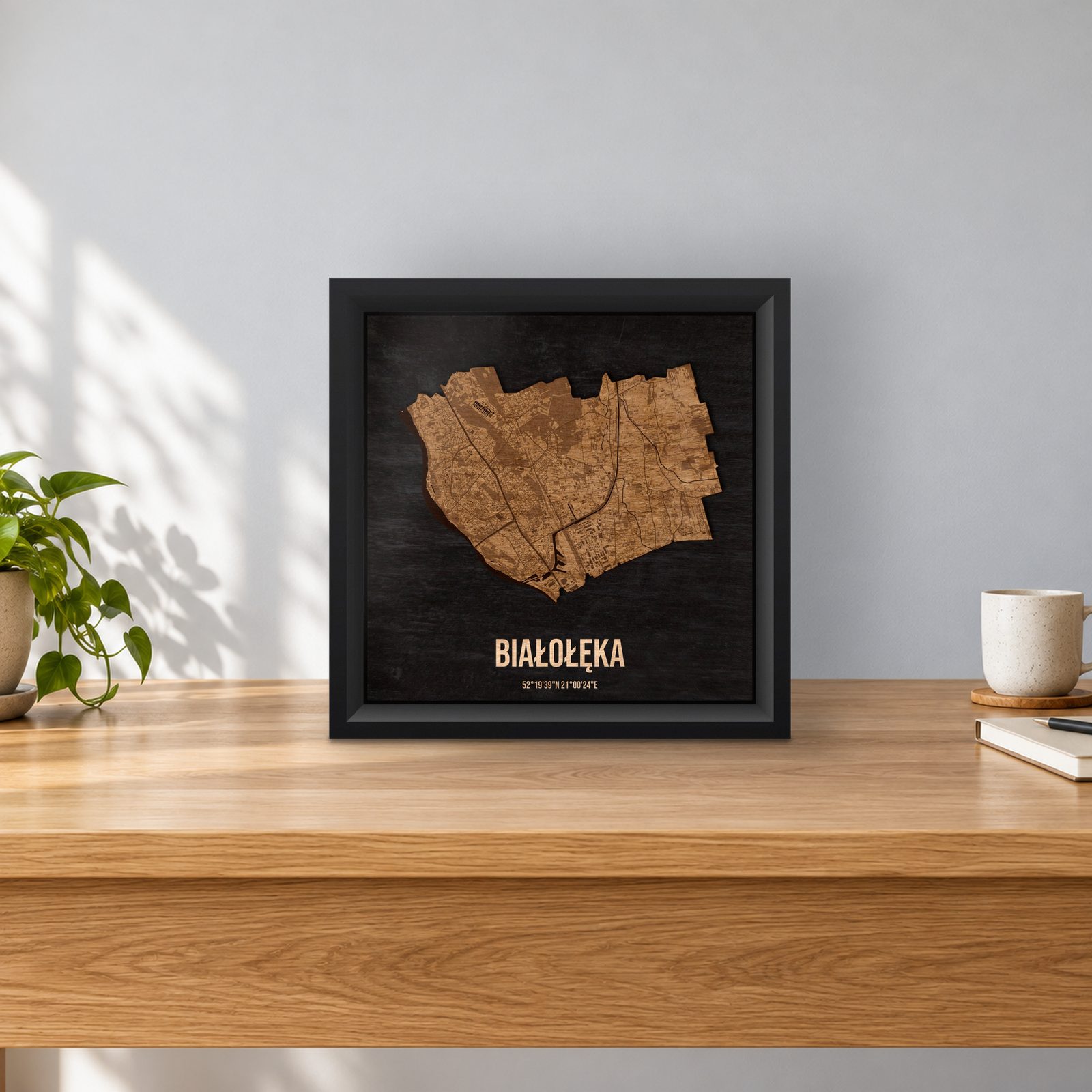 Białołęka (Warszawa) - ramka cieniowa 25 × 25 cm na stoliku