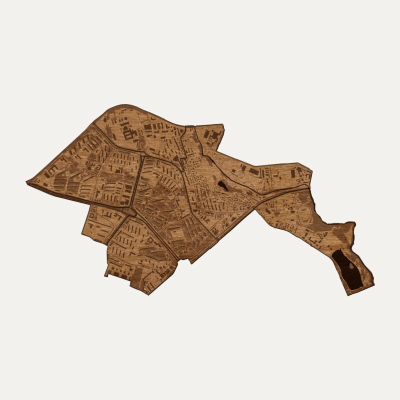 Bieńczyce (Kraków) - drewniana mapa dzielnicy na ścianę