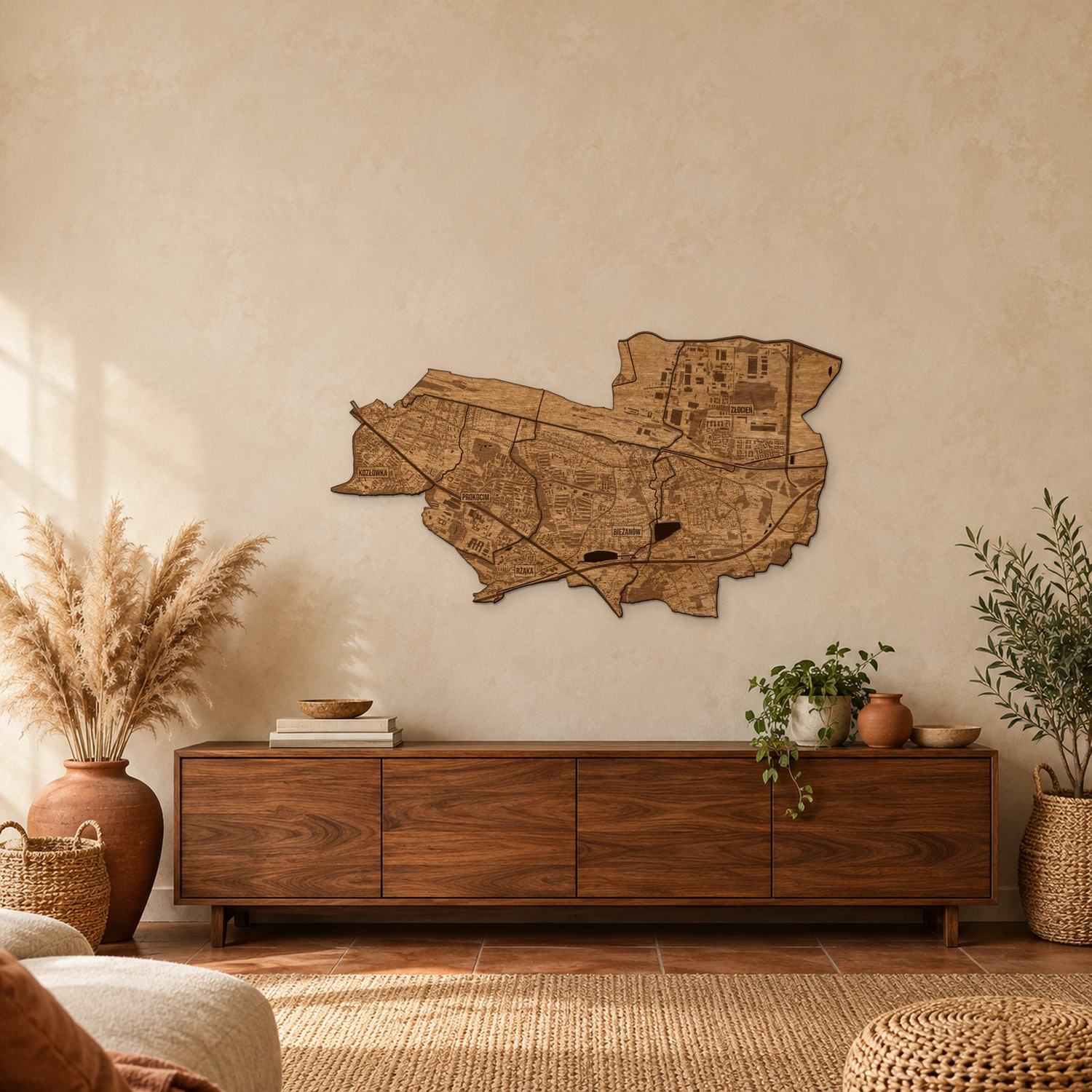 Bieżanów-Prokocim (Kraków) - mapa na ścianę w rozmiarze L (100 cm) nad komodą