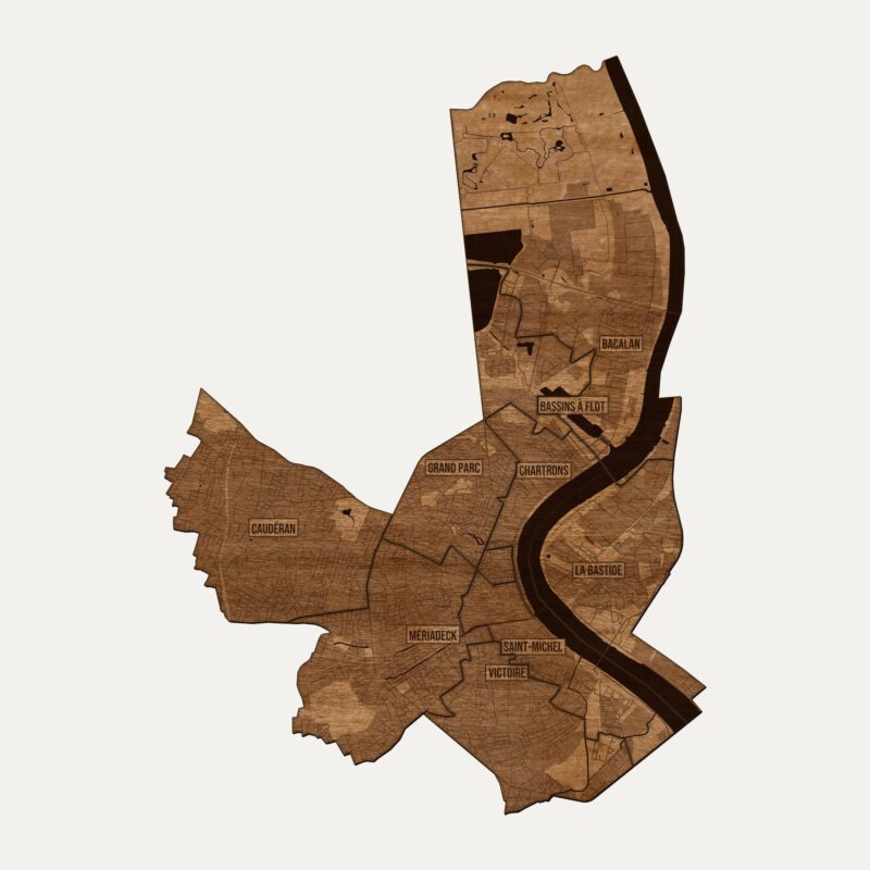 Bordeaux - drewniana mapa miasta na ścianę