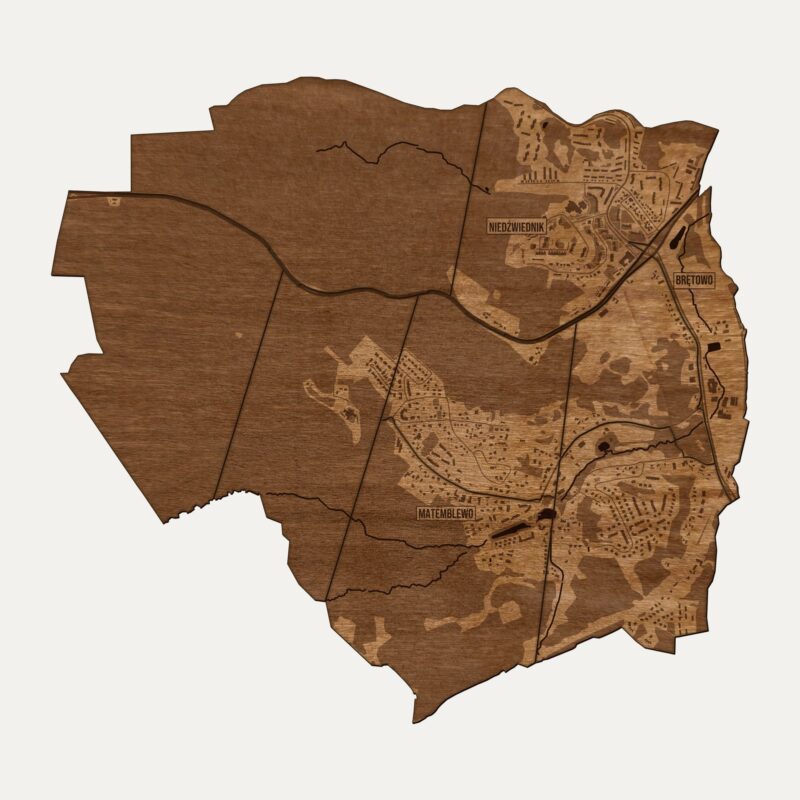 Brętowo (Gdańsk) - drewniana mapa dzielnicy na ścianę