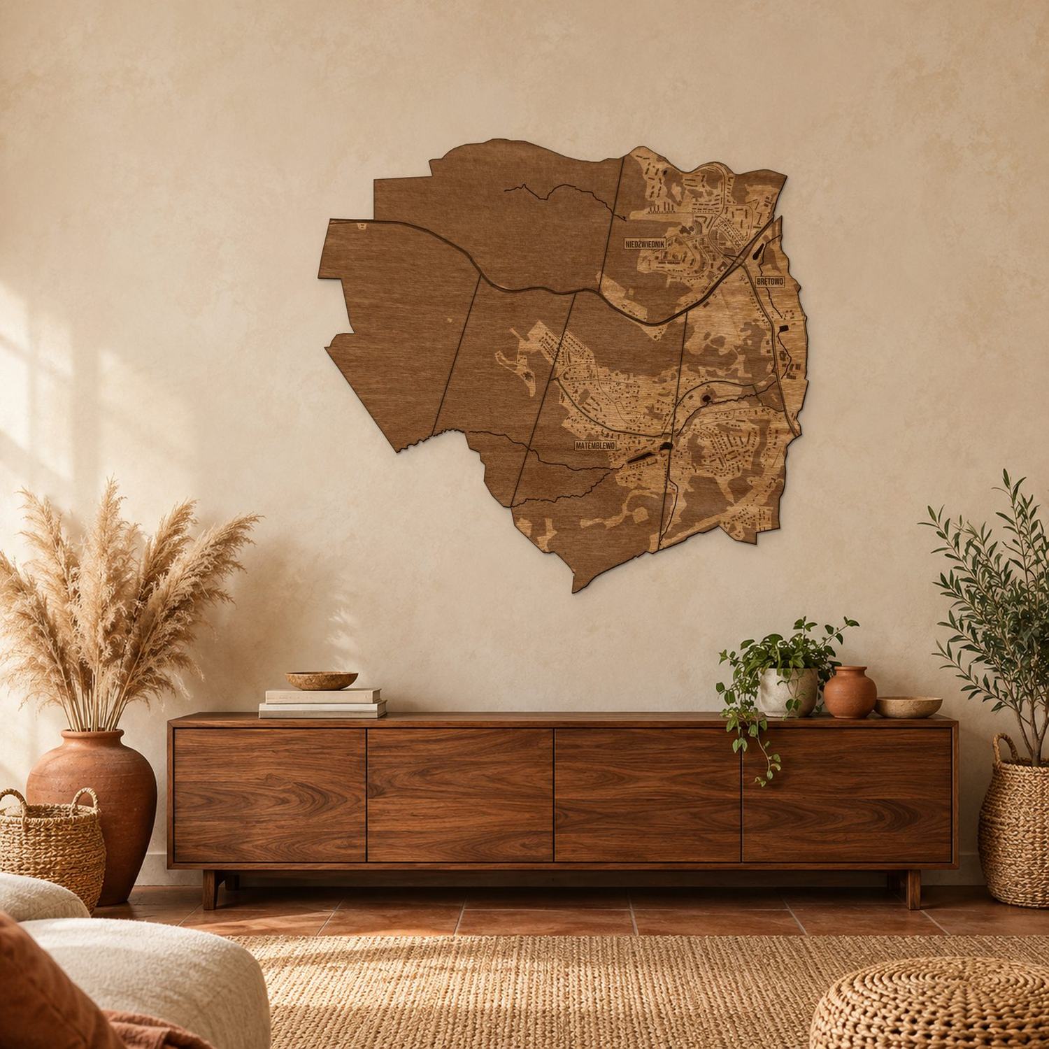 Brętowo (Gdańsk) - mapa na ścianę w rozmiarze L (100 cm) nad komodą
