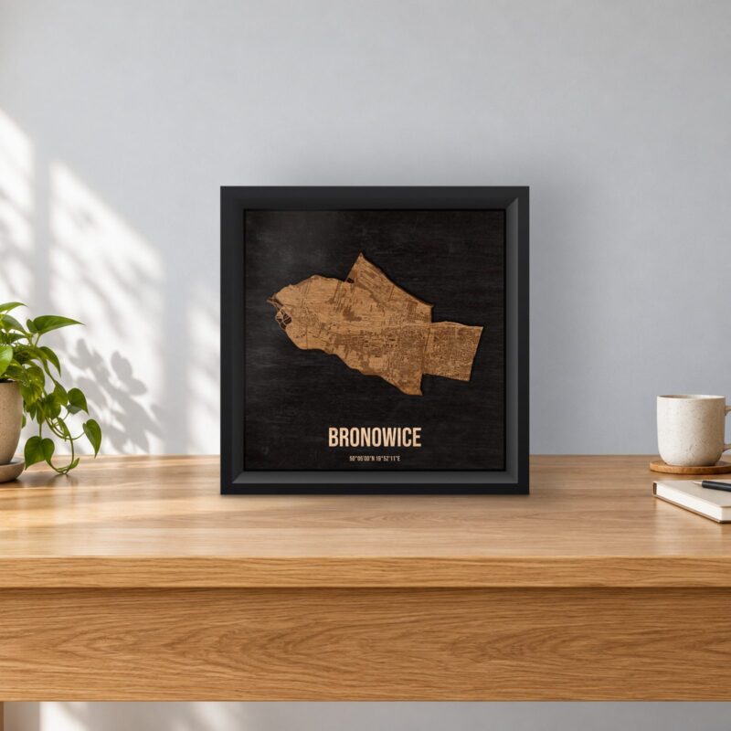 Bronowice (Kraków) - drewniana mapa dzielnicy w ramce