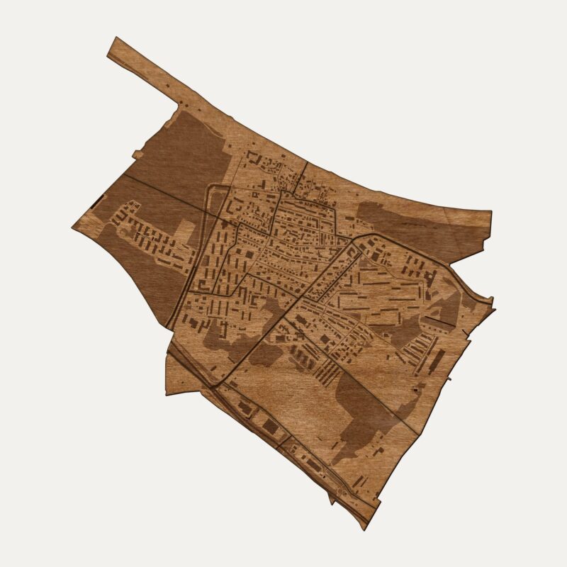 Brzeźno (Gdańsk) - drewniana mapa dzielnicy na ścianę