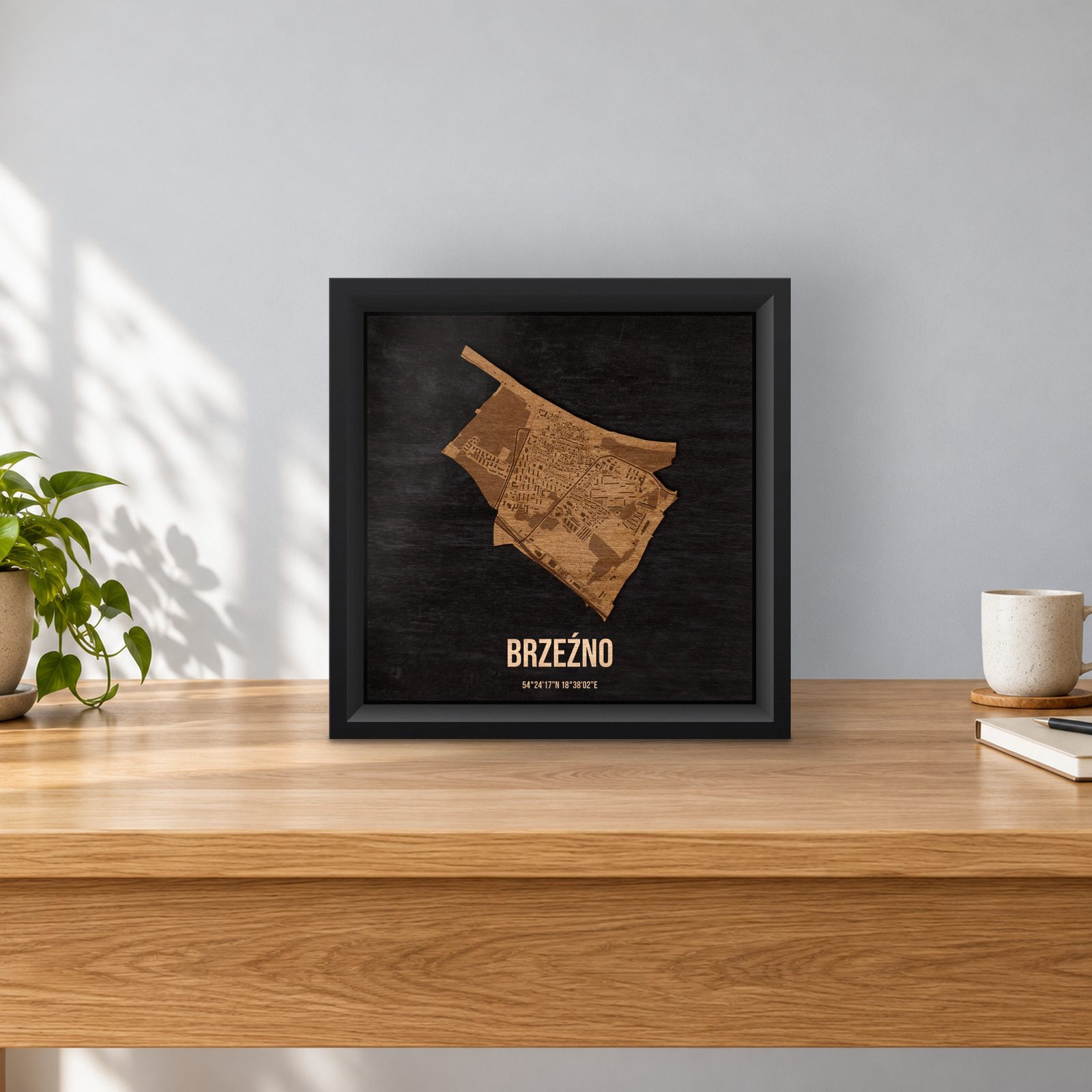 Brzeźno (Gdańsk) - ramka cieniowa 25 × 25 cm na stoliku