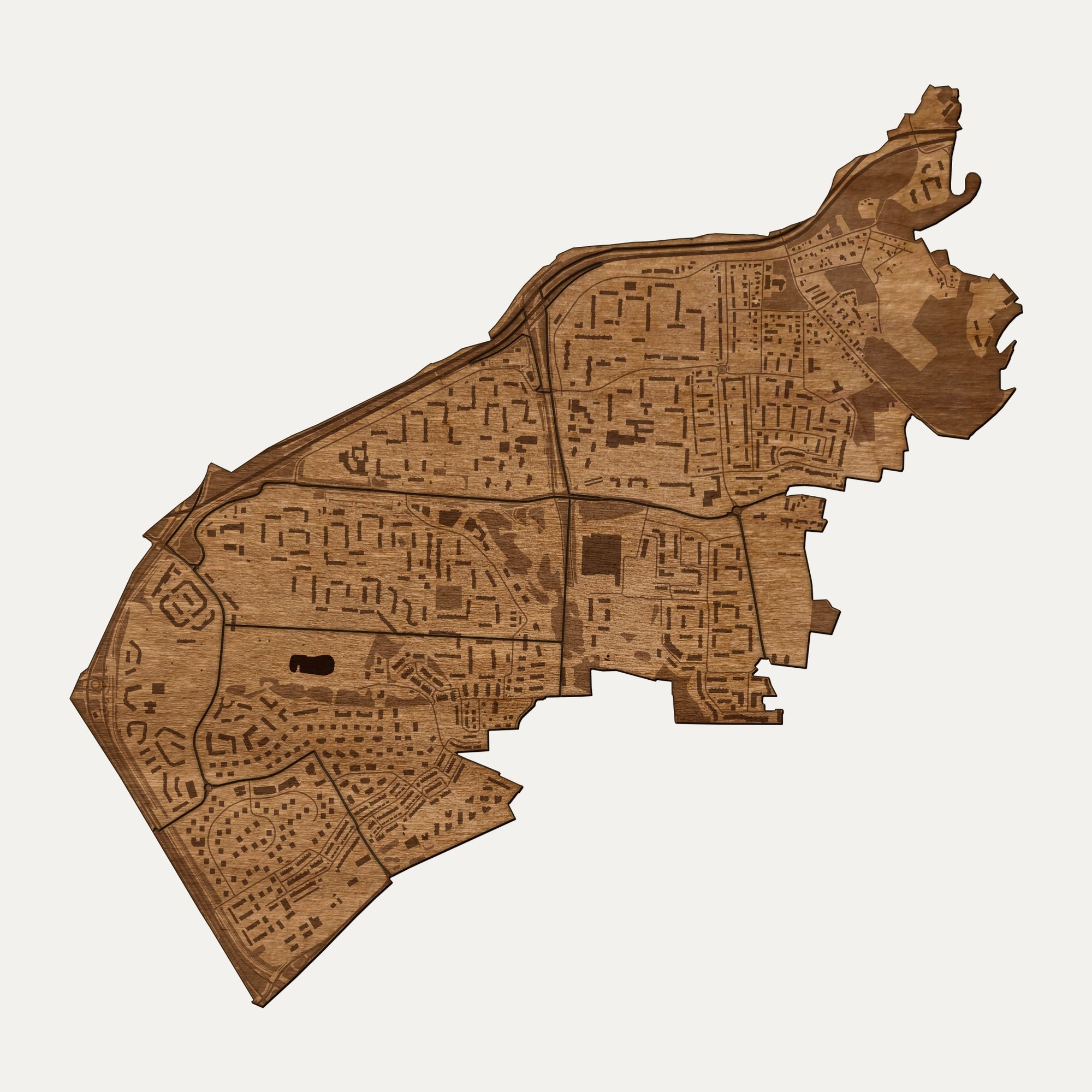 Chełm (Gdańsk) - drewniana mapa dzielnicy na ścianę