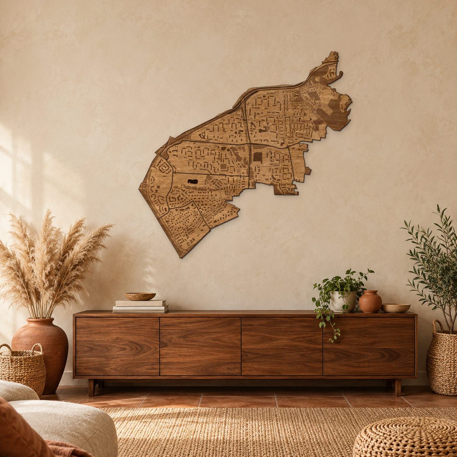Chełm (Gdańsk) - mapa na ścianę w rozmiarze L (100 cm) nad komodą