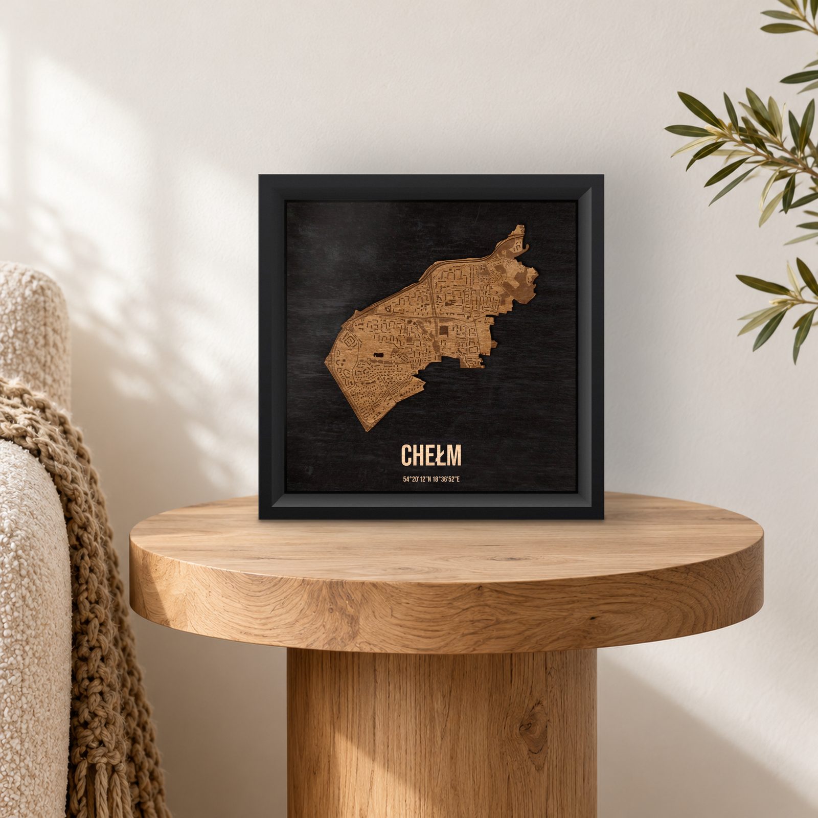 Chełm (Gdańsk) - ramka cieniowa 25 × 25 cm we wnętrzu