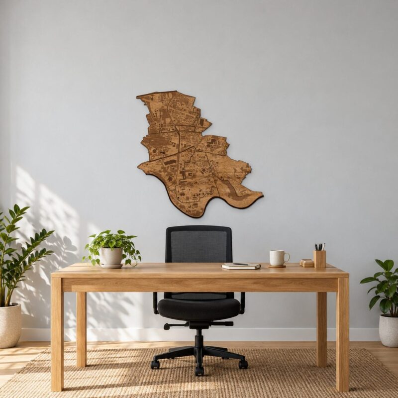 Czyżyny (Kraków) - drewniana mapa dzielnicy na ścianę