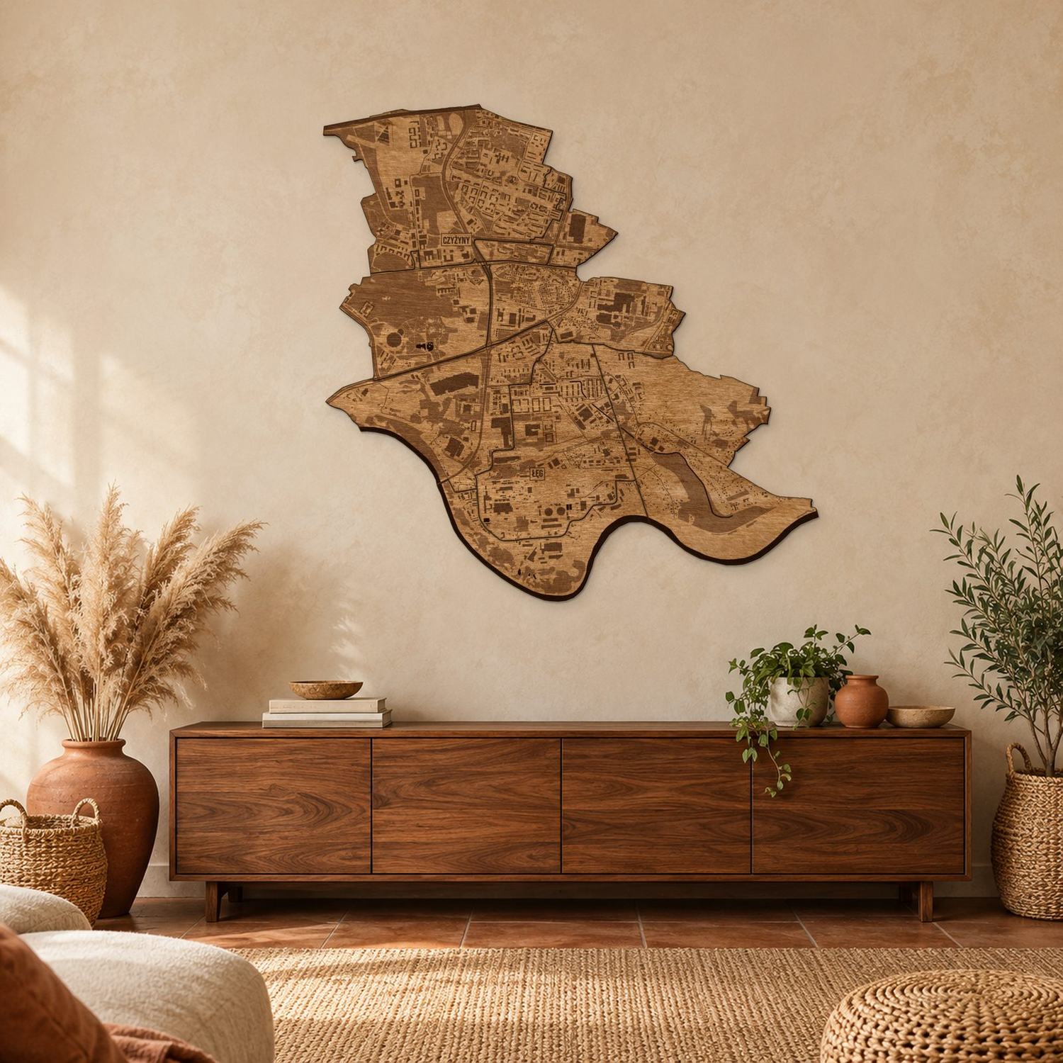 Czyżyny (Kraków) - mapa na ścianę w rozmiarze L (100 cm) nad komodą