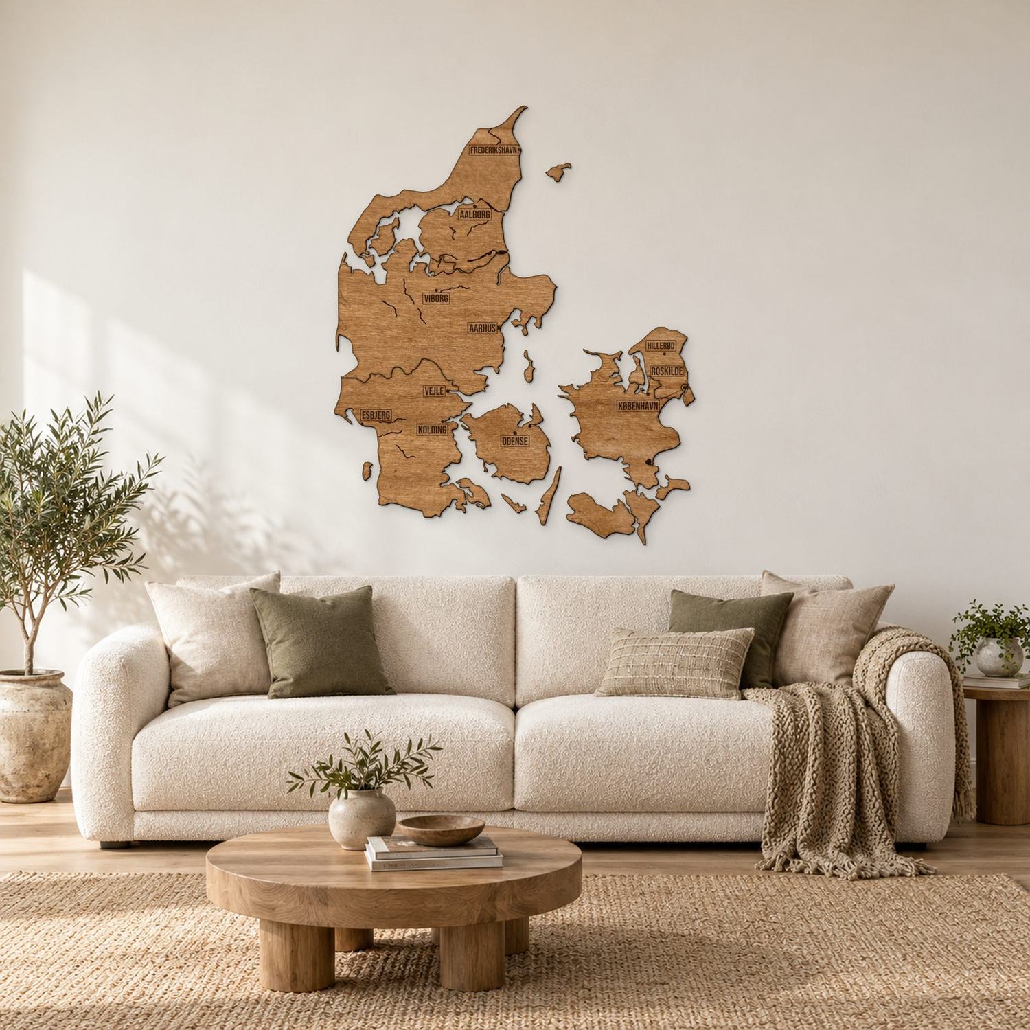 Dania - mapa na ścianę w rozmiarze L (100 cm) nad komodą