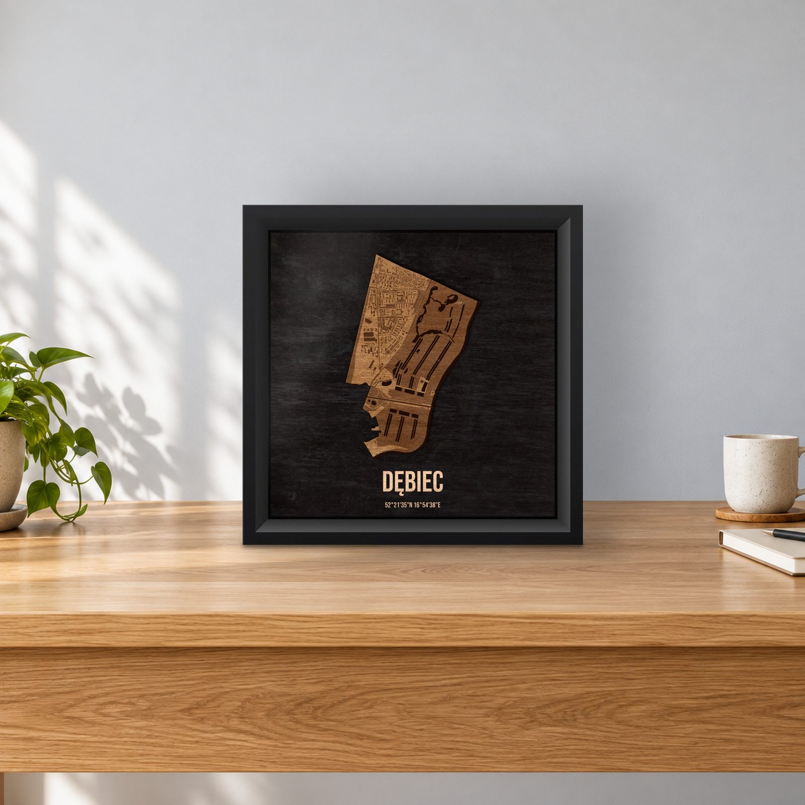 Dębiec (Poznań) - ramka cieniowa 25 × 25 cm na stoliku