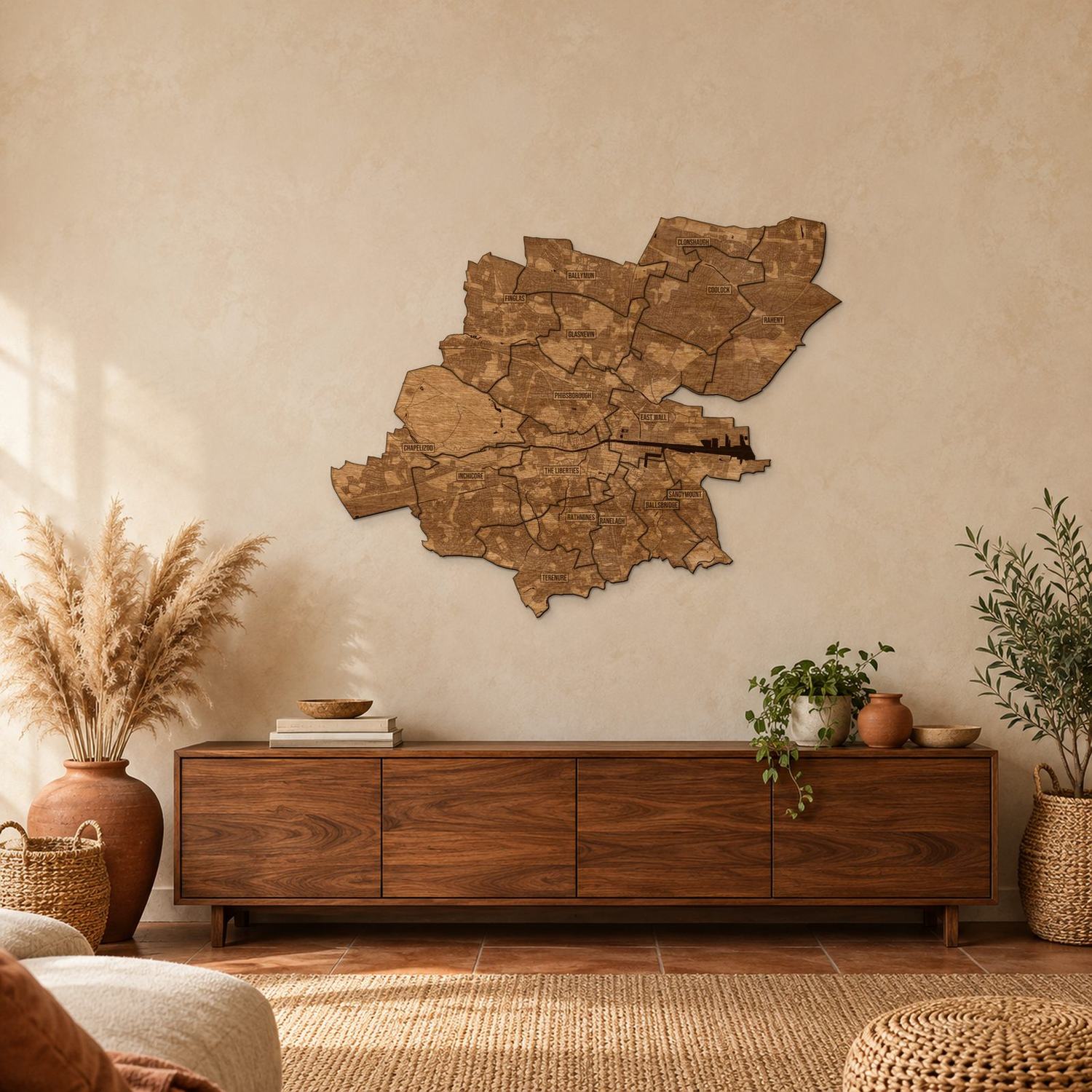 Dublin - mapa na ścianę w rozmiarze L (100 cm) nad komodą