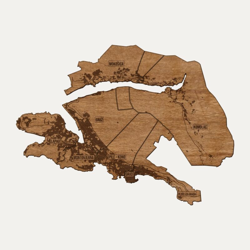 Dubrownik - drewniana mapa miasta na ścianę