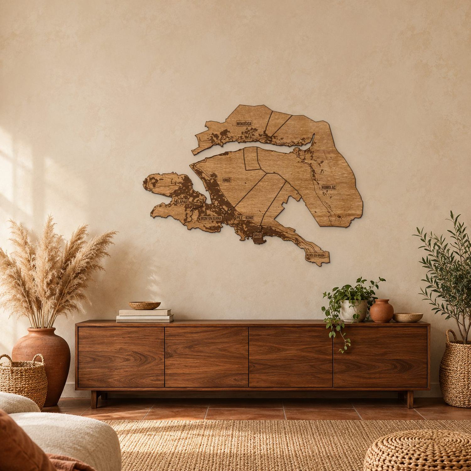 Dubrownik - mapa na ścianę w rozmiarze L (100 cm) nad komodą