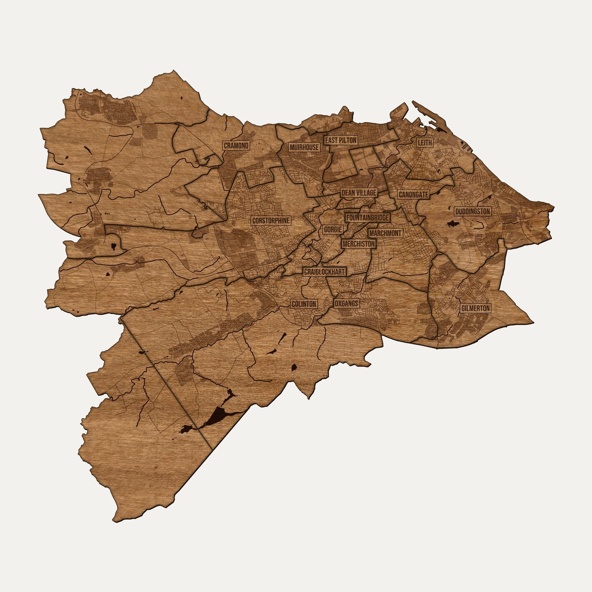 Edynburg - drewniana mapa miasta na ścianę