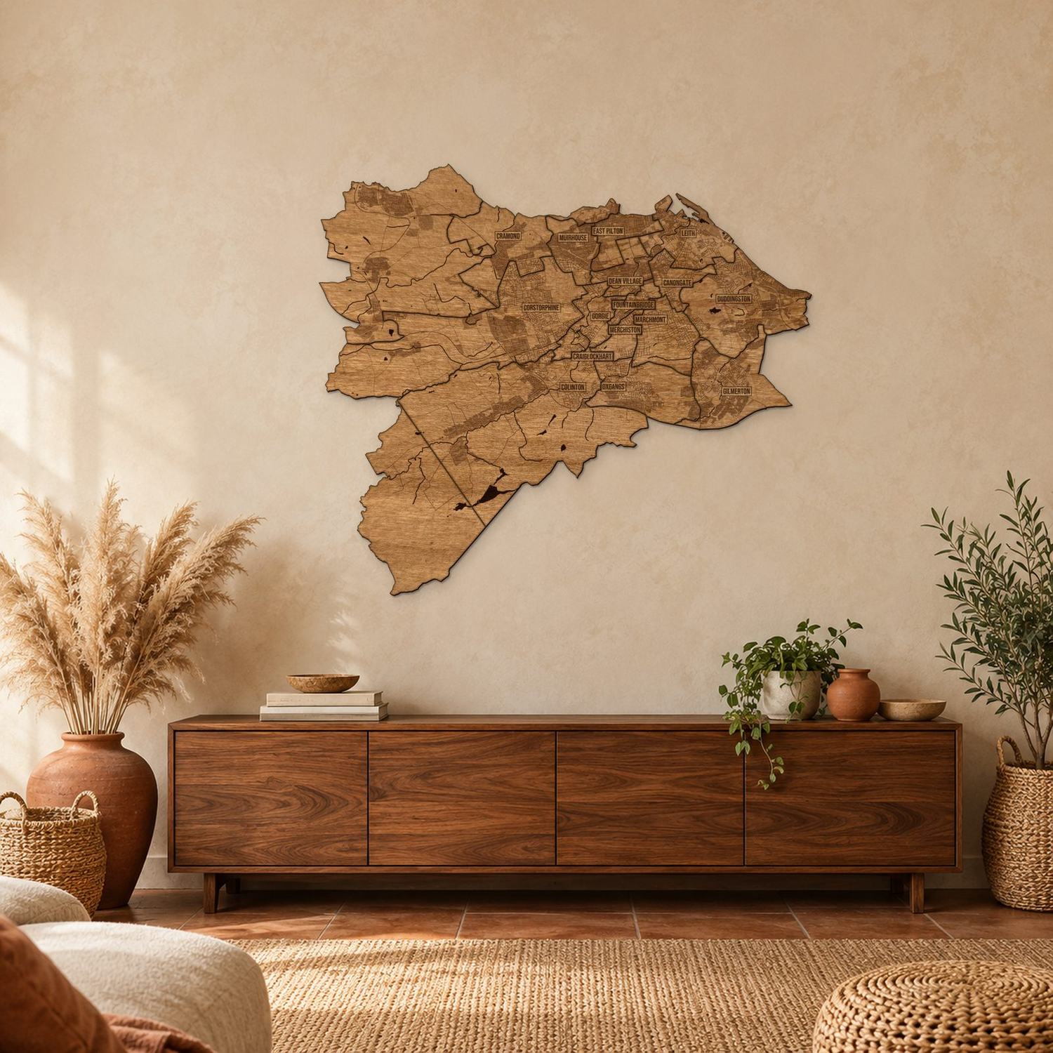 Edynburg - mapa na ścianę w rozmiarze L (100 cm) nad komodą